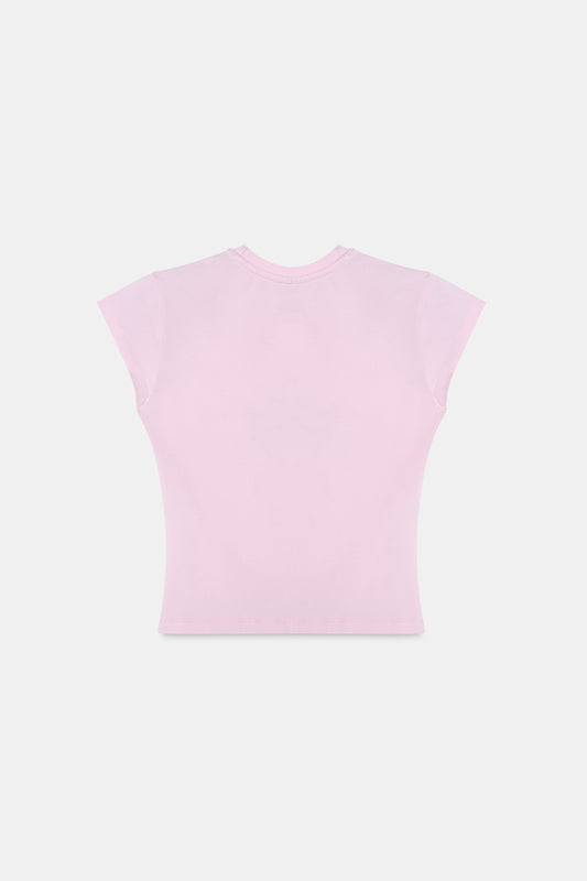 Graphic Fitted Tee- Pink