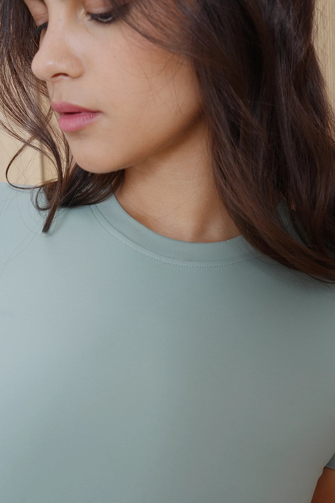 Green Polyamide Fitted T-Shirt