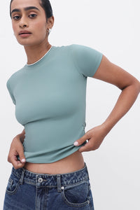 Green Polyamide Fitted T-Shirt