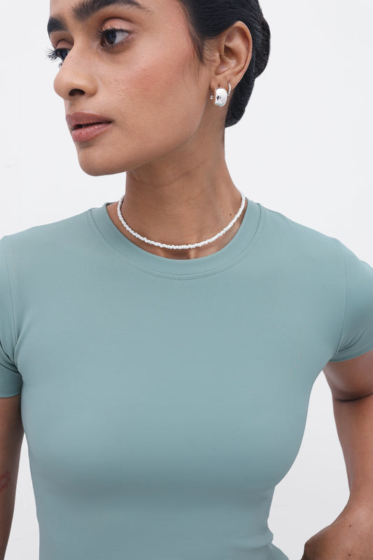 Green Polyamide Fitted T-Shirt