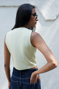 Green Tailored Buttoned Waistcoat