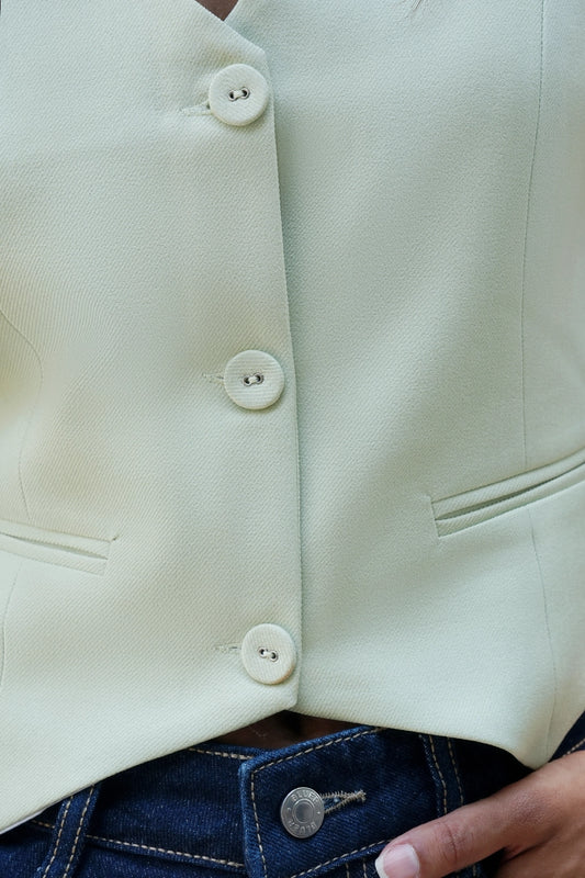 Green Tailored Buttoned Waistcoat