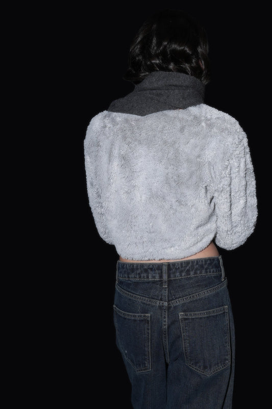 Grey Faux Fur Crop Top