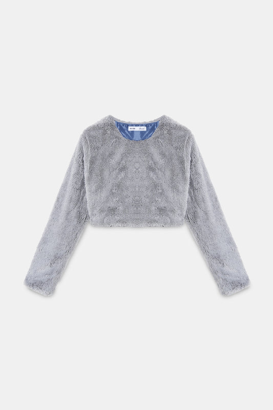 Grey Faux Fur Crop Top