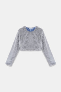 Grey Faux Fur Crop Top