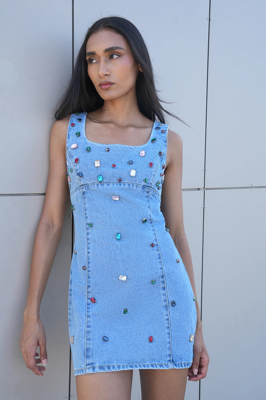 Handcrafted Gemstone Mini Dress