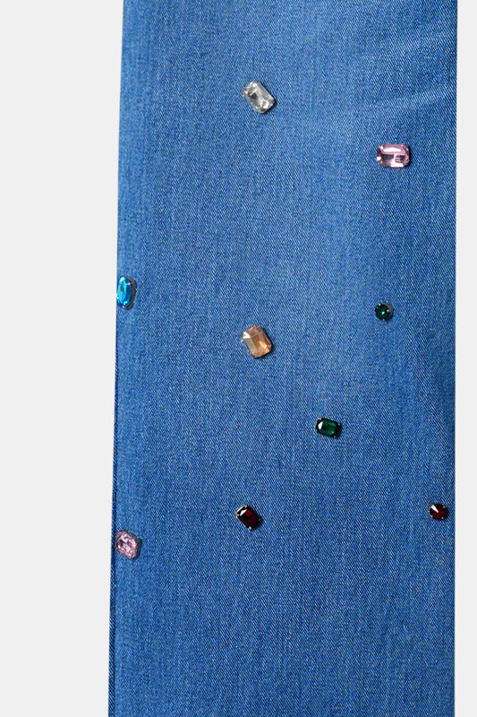 Handcrafted Gemstone Straight-Leg Jeans