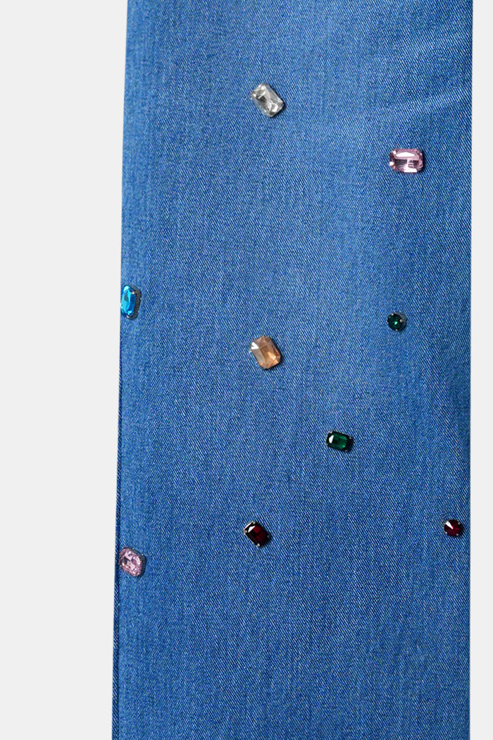 Handcrafted Gemstone Straight-Leg Jeans