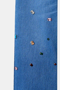 Handcrafted Gemstone Straight-Leg Jeans