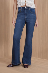 High-Rise Deep Indigo Flared Jeans