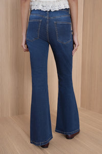 High-Rise Deep Indigo Flared Jeans
