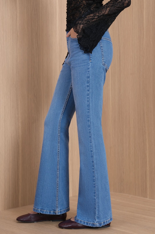 High-Rise Light Blue Flared Jeans