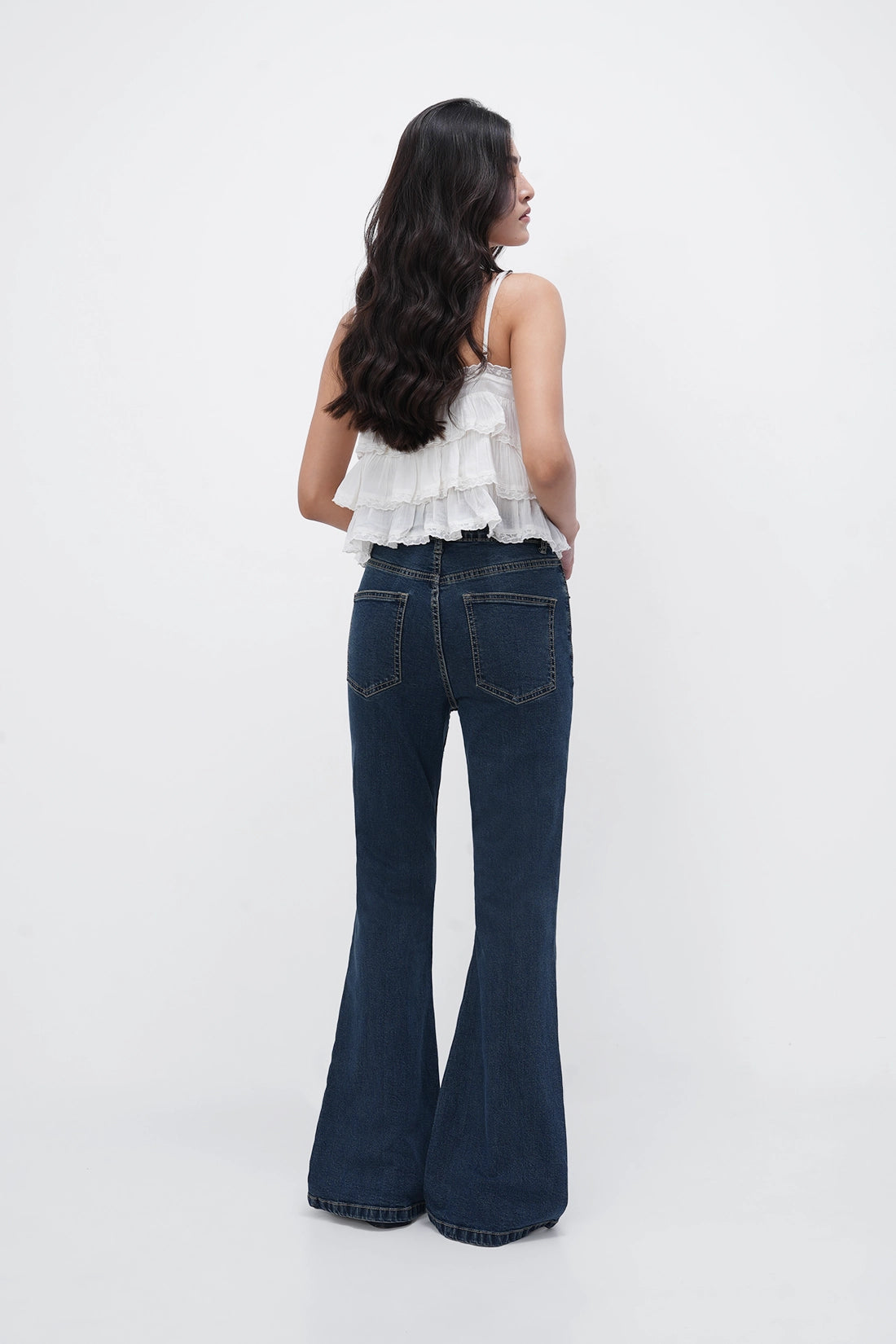 High-Rise Tinted Blue Flared Jeans