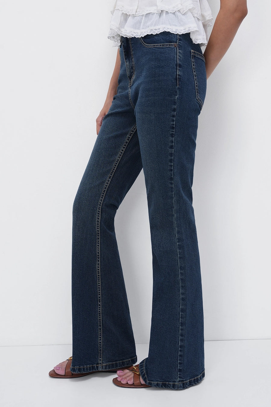 High-Rise Tinted Blue Flared Jeans