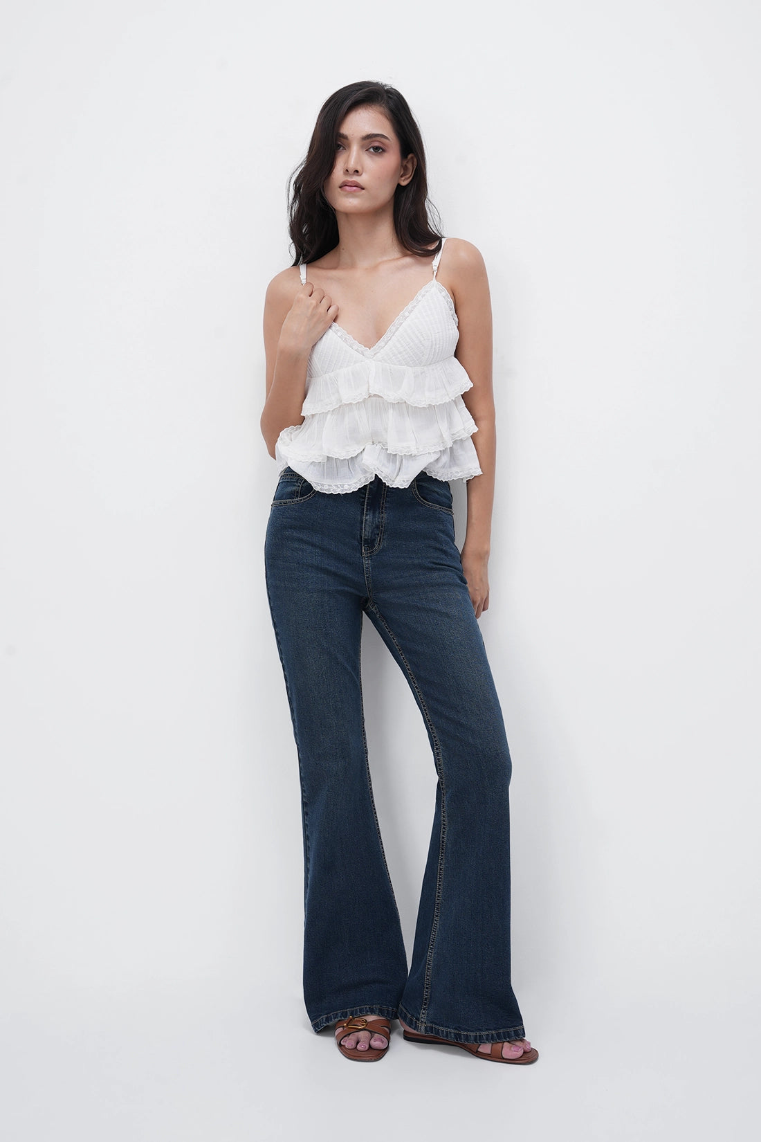 High-Rise Tinted Blue Flared Jeans