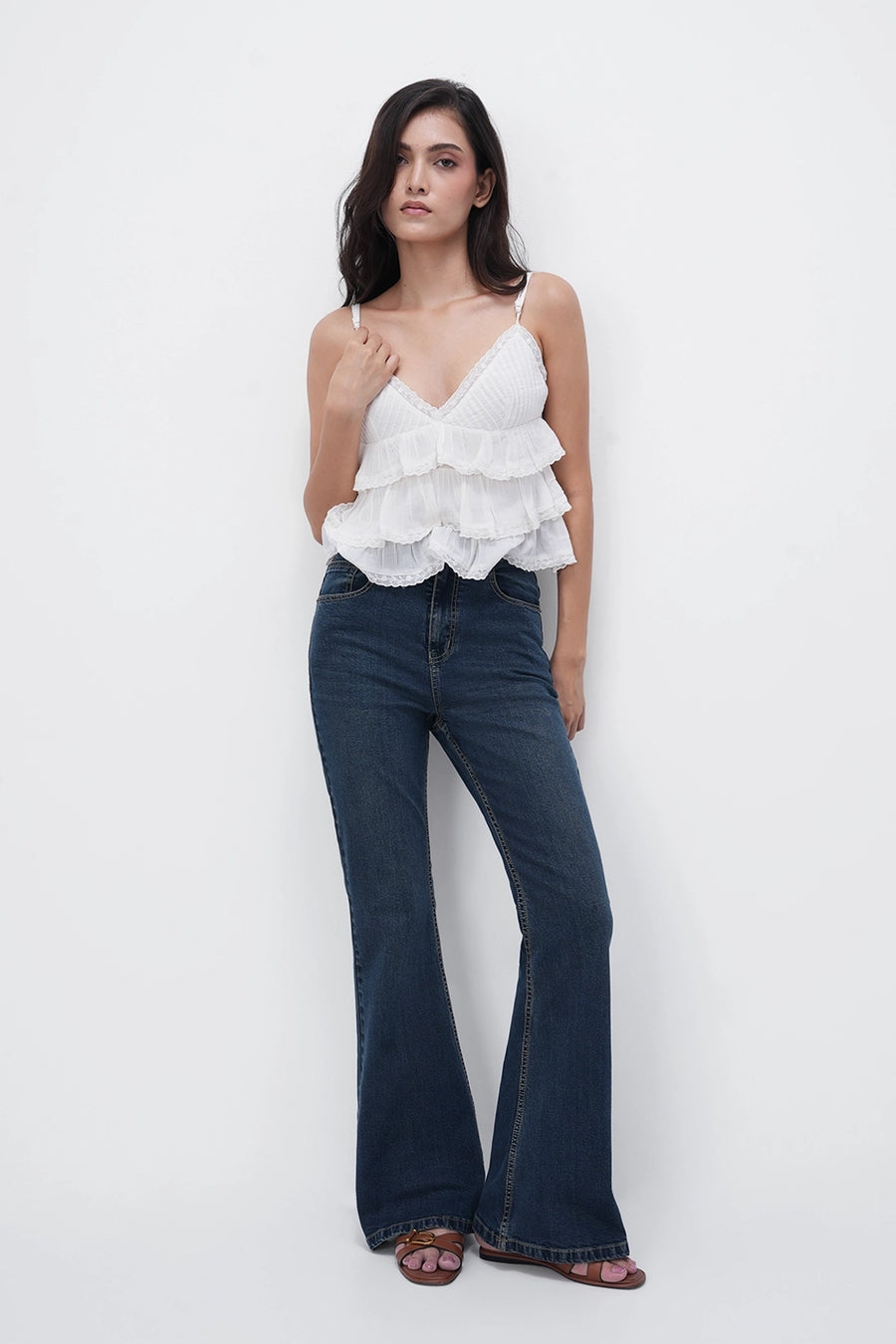 High-Rise Tinted Blue Flared Jeans