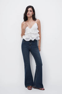 High-Rise Tinted Blue Flared Jeans