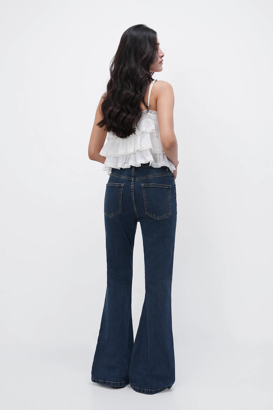 High-Rise Tinted Blue Flared Jeans
