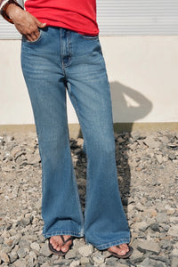High-Rise Vintage Wash Flared Jeans