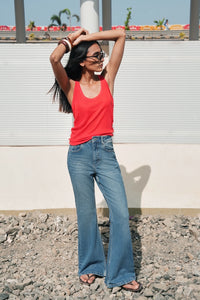 High-Rise Vintage Wash Flared Jeans
