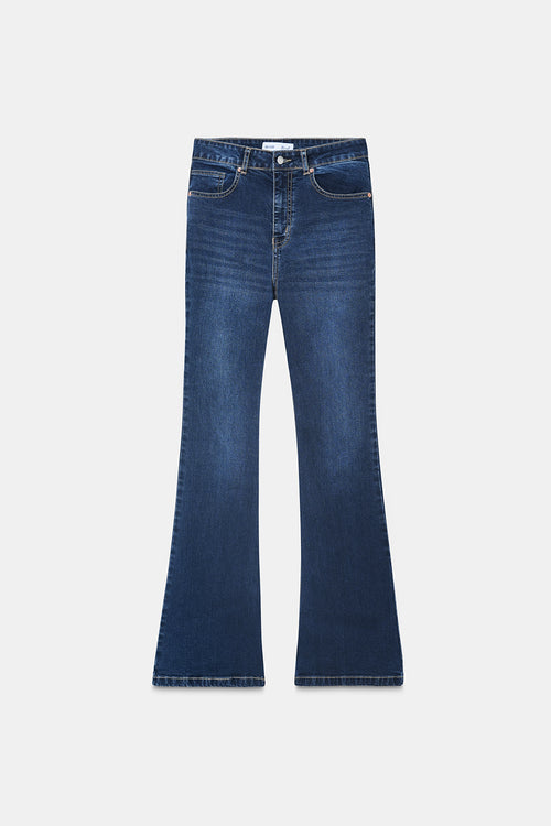 High-Rise Deep Indigo Flared Jeans