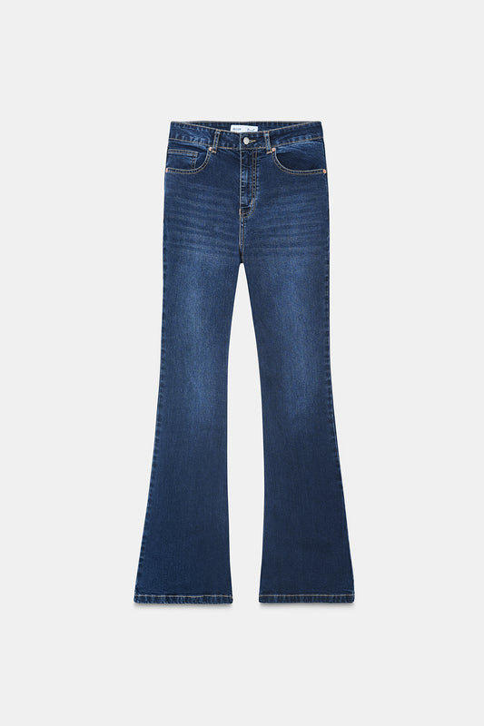 High-Rise Deep Indigo Flared Jeans