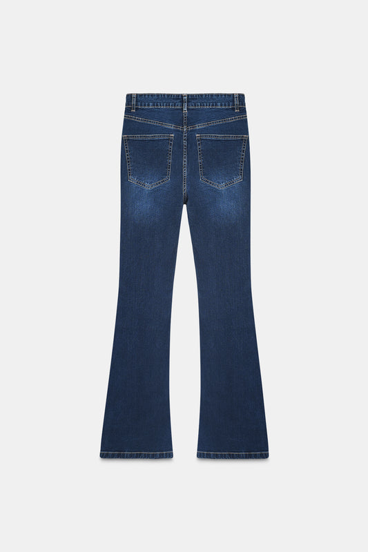 High-Rise Deep Indigo Flared Jeans
