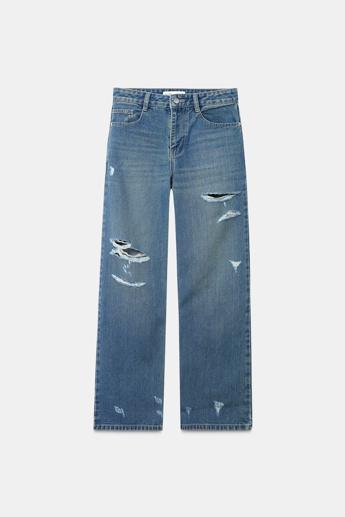 High-Rise Ripped Boyfriend Jeans