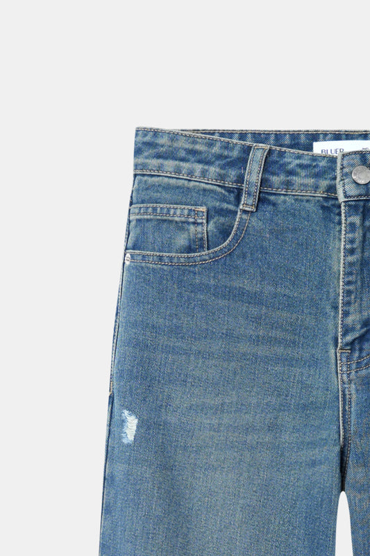 High-Rise Ripped Boyfriend Jeans