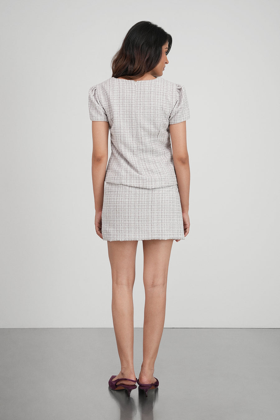 High-Waisted Tweed Mini Skirt
