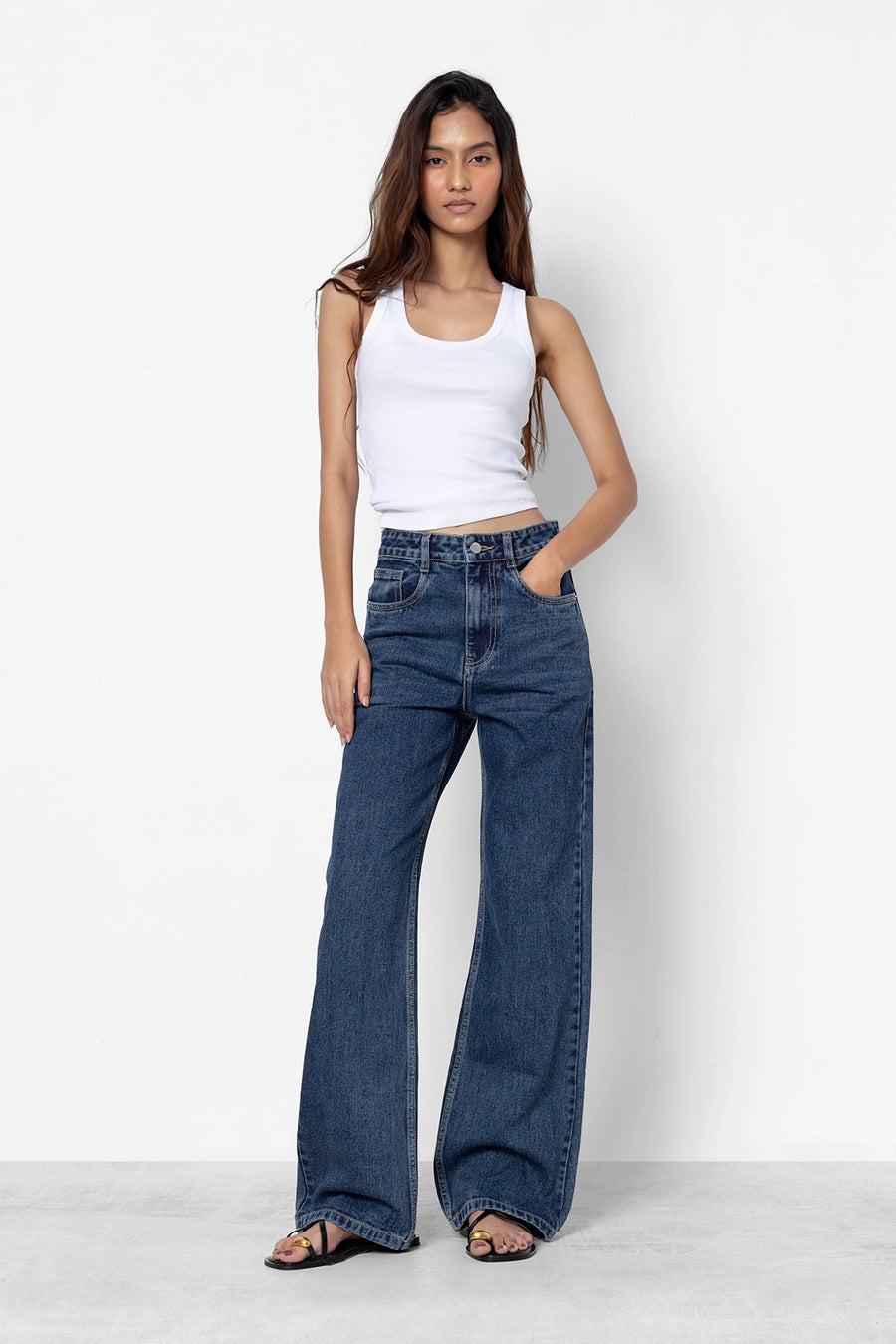 Vintage Wash Straight Fit Jeans