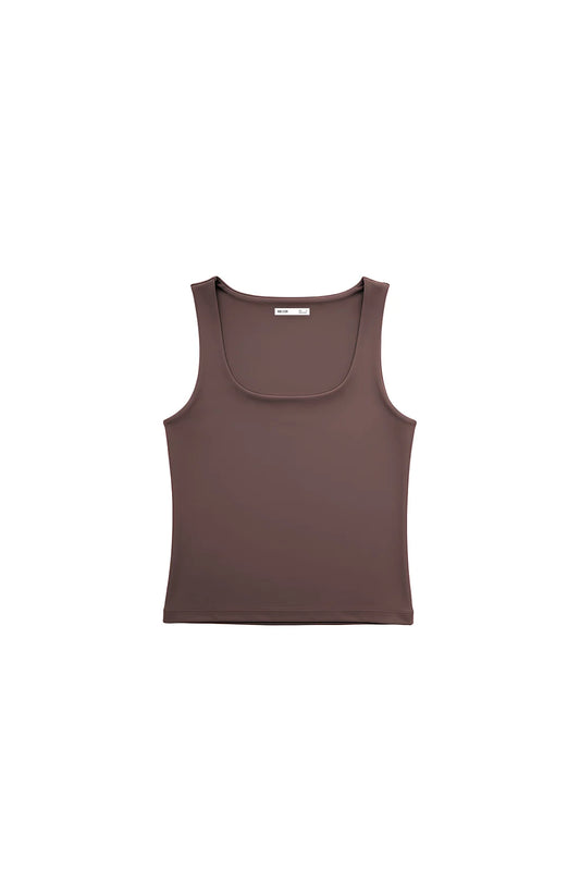 Mocha Taupe Polyamide Tank Top