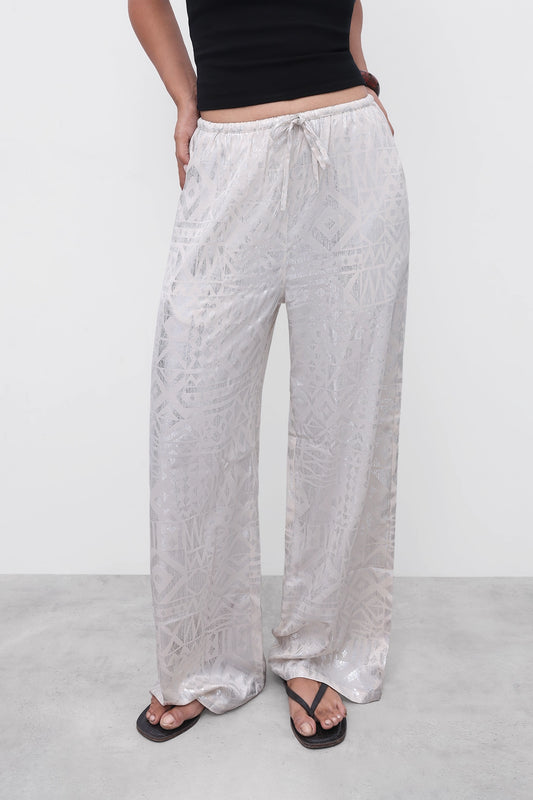 Jacquard Satin Pull-On Trouser