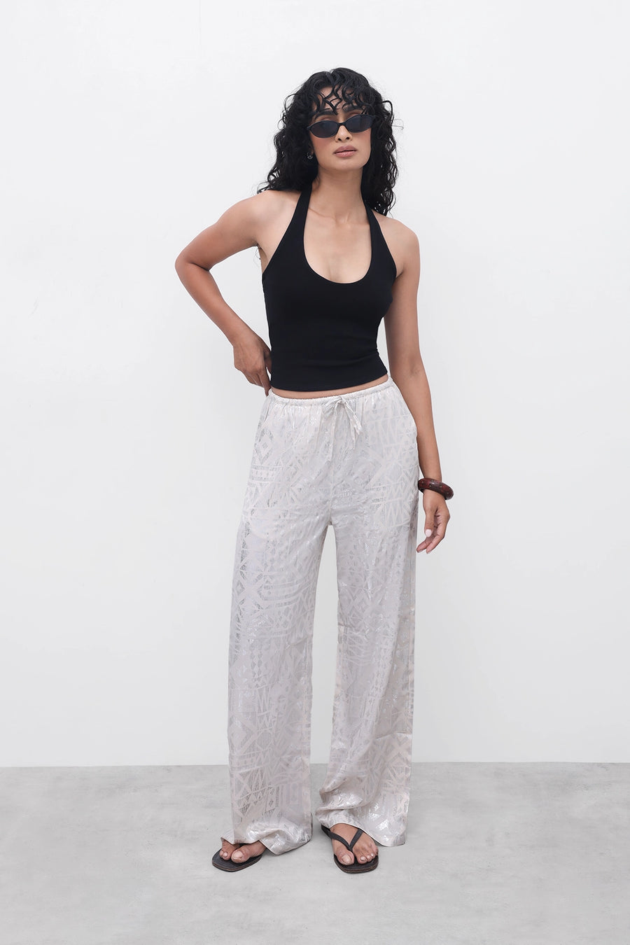Jacquard Satin Pull-On Trouser
