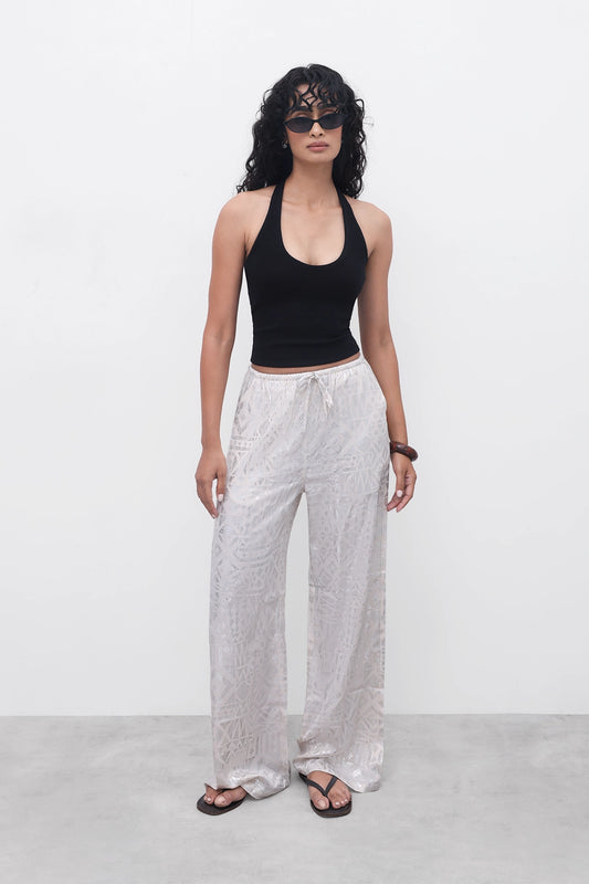 Jacquard Satin Pull-On Trouser