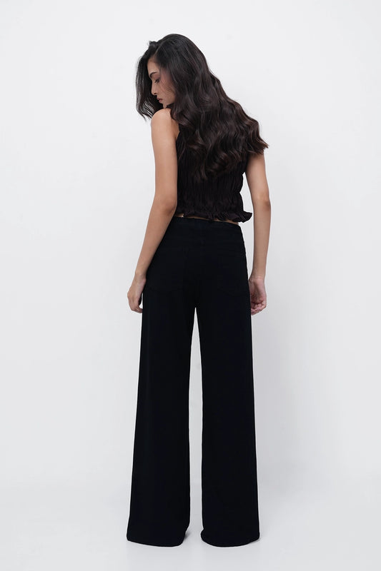 Jet Black Denim Sweatpants