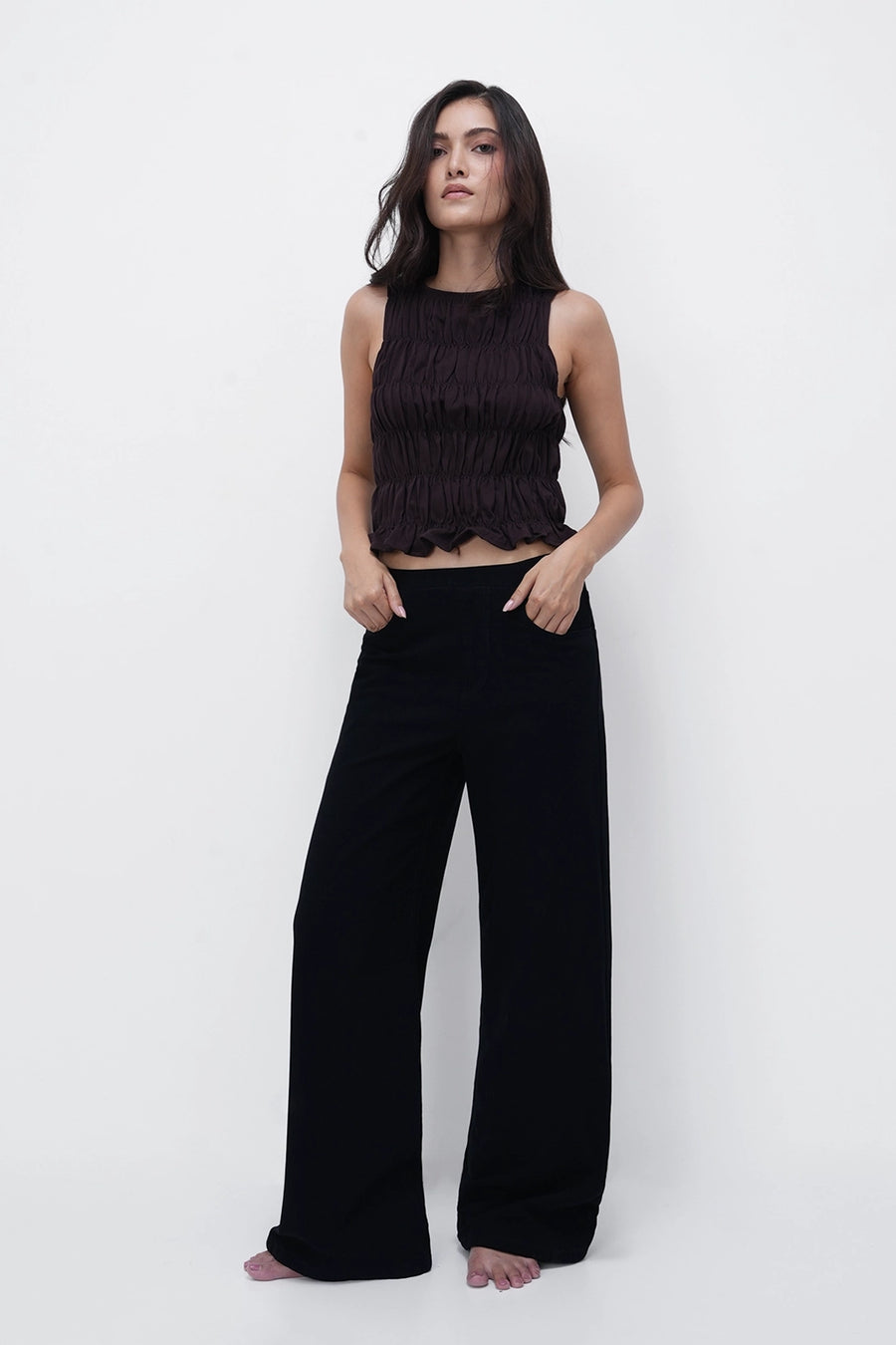 Jet Black Denim Sweatpants