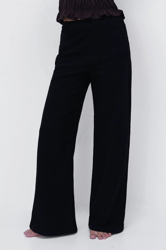 Jet Black Denim Sweatpants
