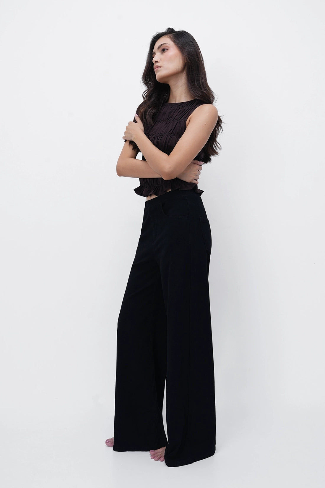 Jet Black Denim Sweatpants