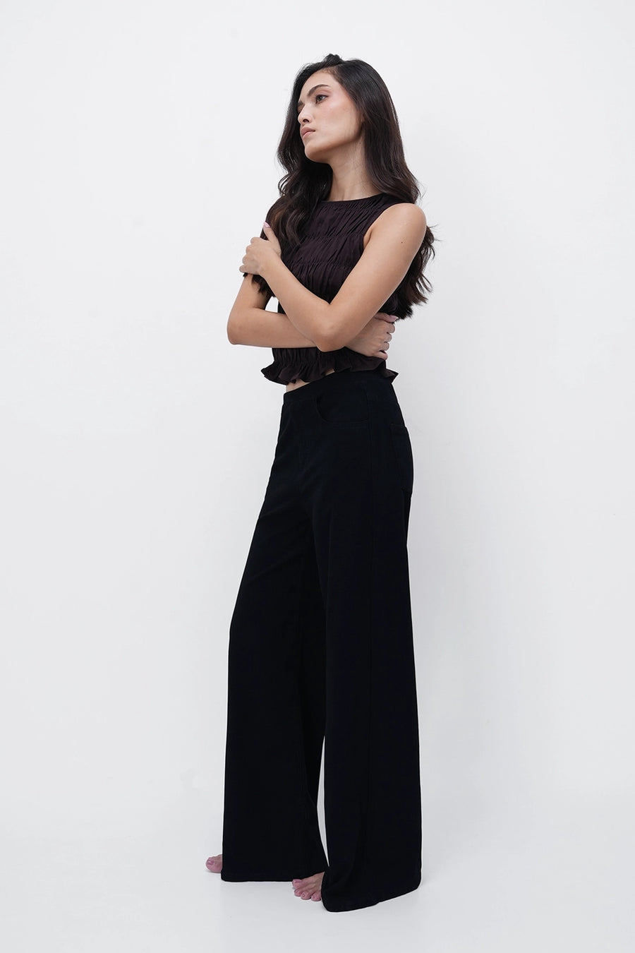 Jet Black Denim Sweatpants