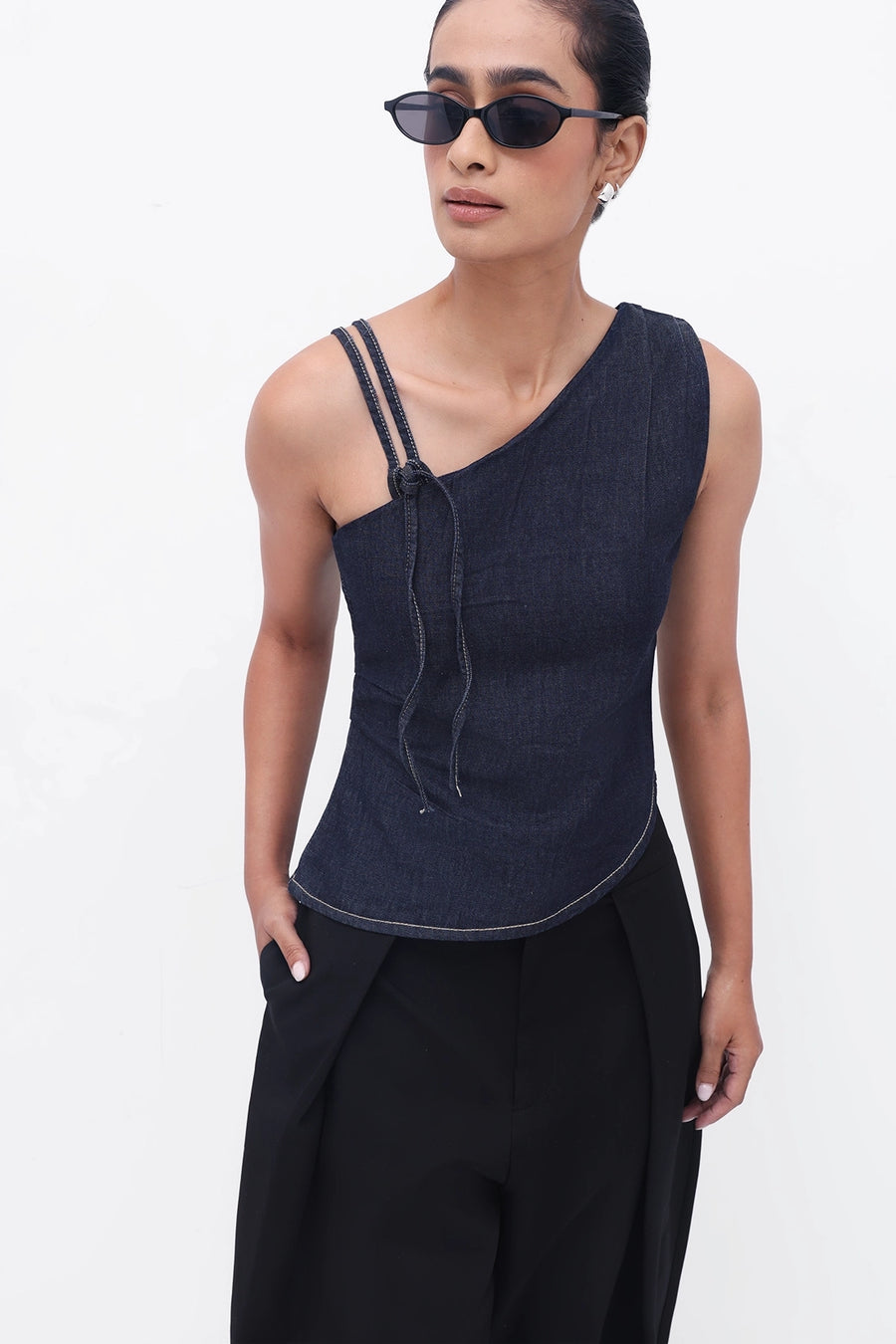 Knotted Denim Top