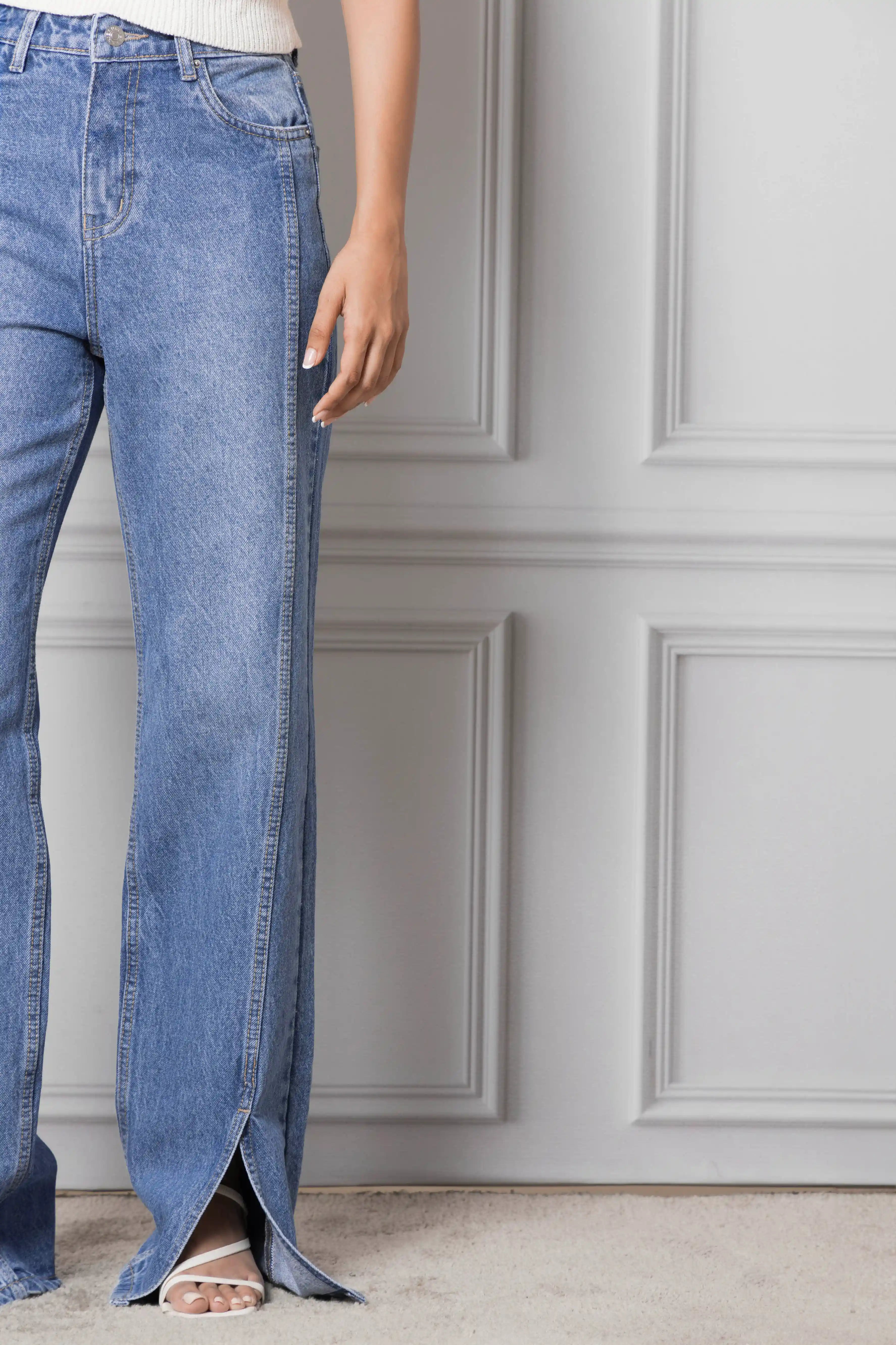 Light Blue Front Slit Jeans