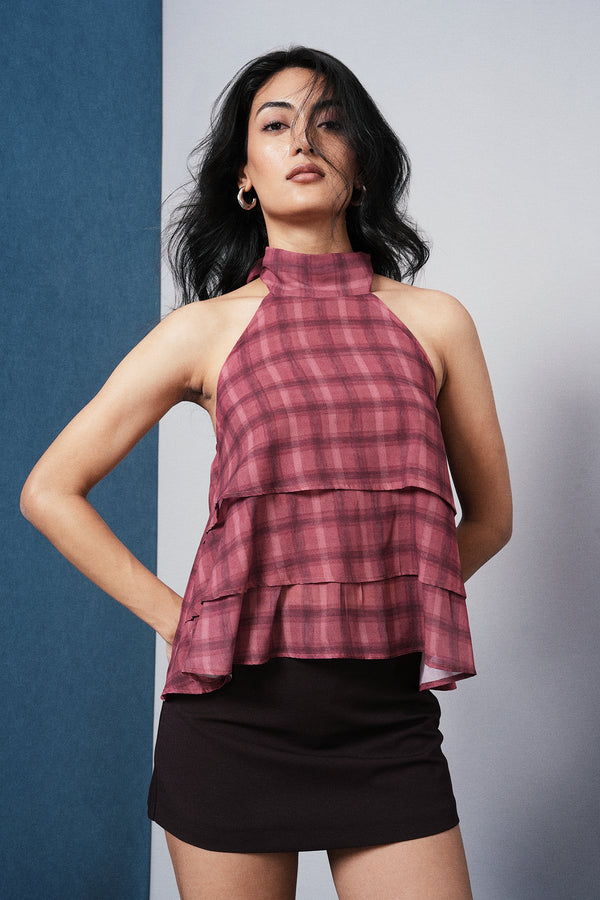Layered Checkered Top