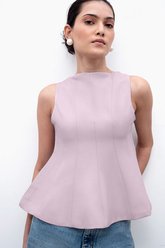 Lilac Panelled Peplum Top
