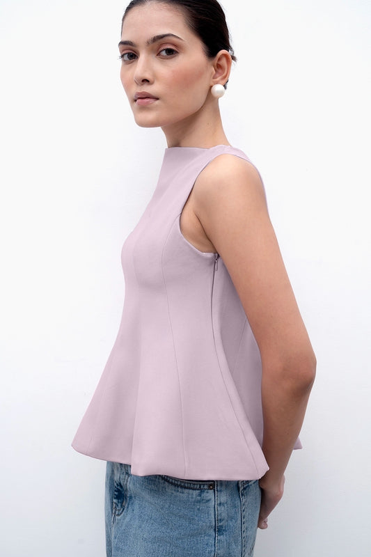Lilac Panelled Peplum Top