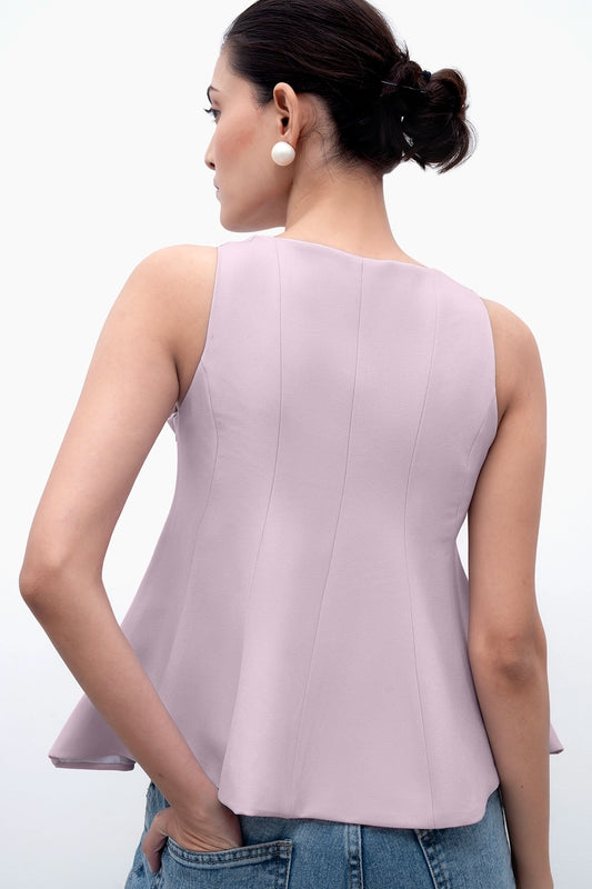 Lilac Panelled Peplum Top