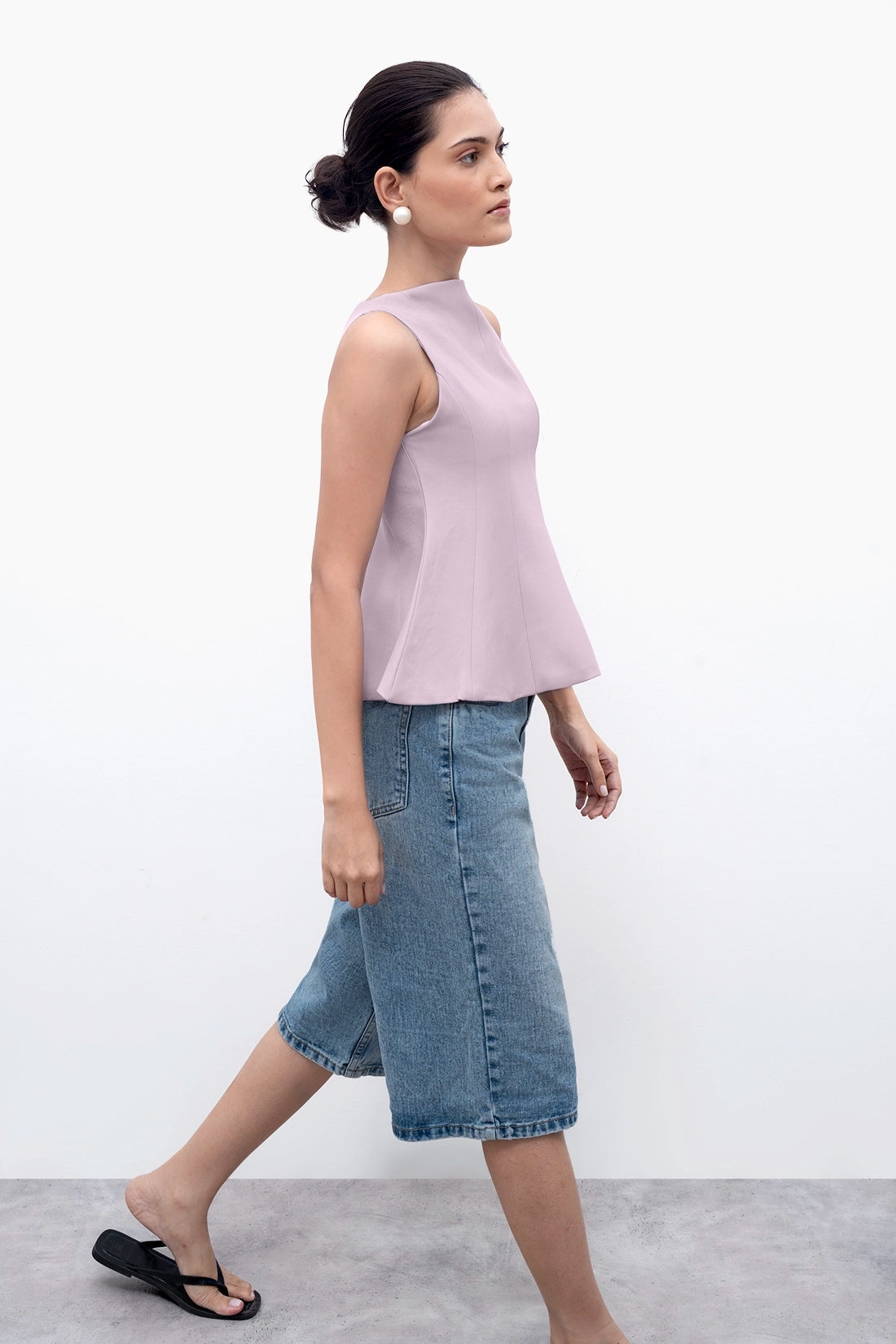 Lilac Panelled Peplum Top