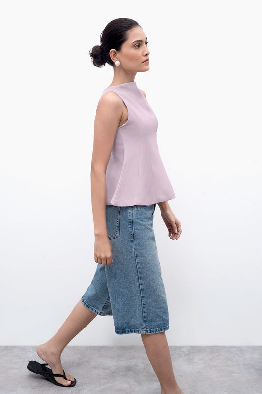 Lilac Panelled Peplum Top