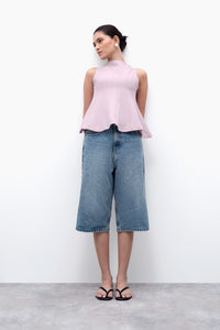 Lilac Panelled Peplum Top