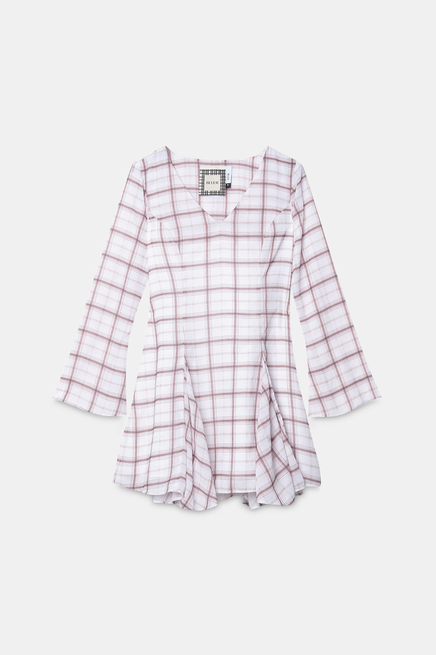 Long-Sleeve Checkered Mini Dress